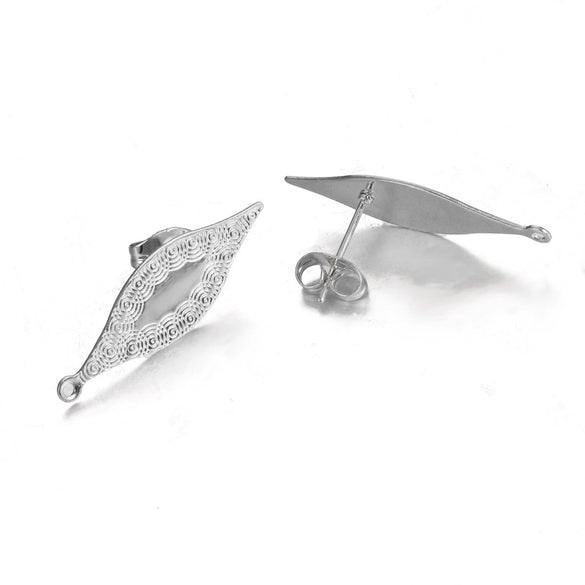 Stainless Steel Leaf Flower Stud Earrings Handmade With Electroplating And Multishape Design