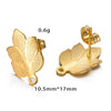 Stainless Steel Leaf Flower Stud Earrings Handmade With Electroplating And Multishape Design
