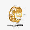 Stainless Steel Leaf Ring For Women Simple Style Real Gold Electroplated