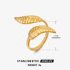 Stainless Steel Leaf Ring 18K Goldplated Electroplating For Women