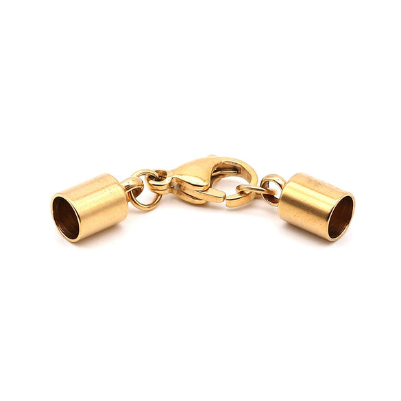 Stainless Steel Leather Rope Jewelry Accessories With Real Gold Plated Lobster Buckle And Hanging Bucket For Diy