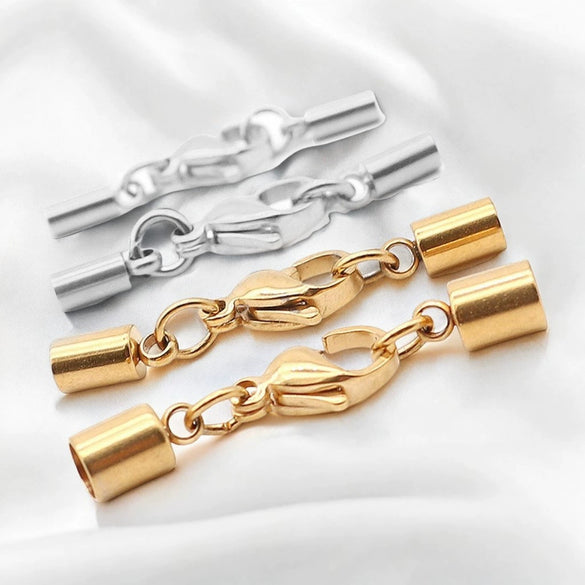 Stainless Steel Leather Rope Jewelry Accessories With Real Gold Plated Lobster Buckle And Hanging Bucket For Diy