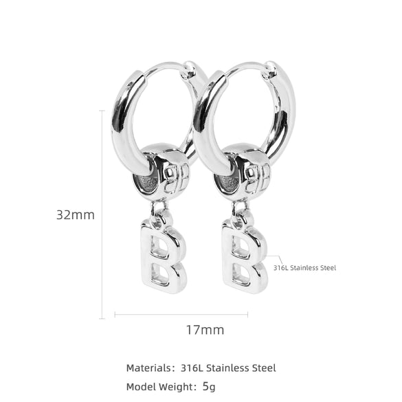 Stainless Steel Letter Earrings With Electroplating For Women