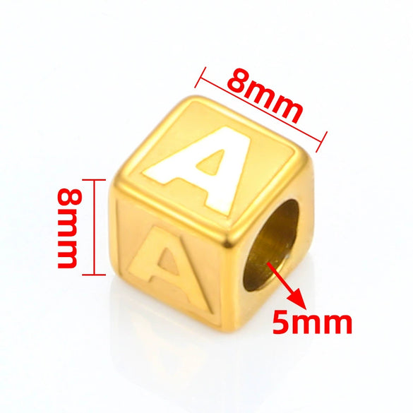 Stainless Steel Letter M Square Beaded Hand Rope Bracelet Jewelry Accessories Electroplated