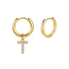 Stainless Steel Letter Pattern Zircon Inlaid Electroplated Earrings