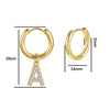 Stainless Steel Letter Pattern Zircon Inlaid Electroplated Earrings