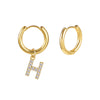 Stainless Steel Letter Pattern Zircon Inlaid Electroplated Earrings