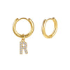 Stainless Steel Letter Pattern Zircon Inlaid Electroplated Earrings