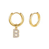 Stainless Steel Letter Pattern Zircon Inlaid Electroplated Earrings