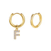 Stainless Steel Letter Pattern Zircon Inlaid Electroplated Earrings