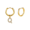 Stainless Steel Letter Pattern Zircon Inlaid Electroplated Earrings