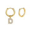 Stainless Steel Letter Pattern Zircon Inlaid Electroplated Earrings