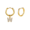 Stainless Steel Letter Pattern Zircon Inlaid Electroplated Earrings