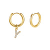 Stainless Steel Letter Pattern Zircon Inlaid Electroplated Earrings