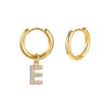 Stainless Steel Letter Pattern Zircon Inlaid Electroplated Earrings