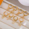 Stainless Steel Letter Pattern Zircon Inlaid Electroplated Earrings