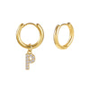 Stainless Steel Letter Pattern Zircon Inlaid Electroplated Earrings