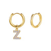 Stainless Steel Letter Pattern Zircon Inlaid Electroplated Earrings