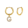 Stainless Steel Letter Pattern Zircon Inlaid Electroplated Earrings