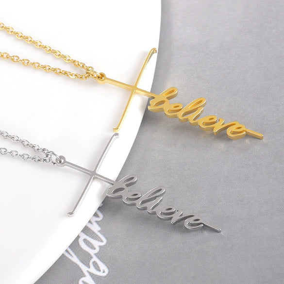 Stainless Steel Letter Pendant Necklace Electroplated For Men And Women