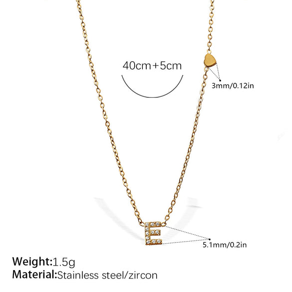 316L Stainless Steel Letter Pendant Necklace Plated With 18K Gold Inlaid With Zircon Fashion Women's Necklace