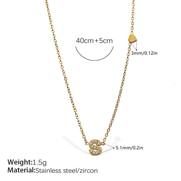 316L Stainless Steel Letter Pendant Necklace Plated With 18K Gold Inlaid With Zircon Fashion Women's Necklace