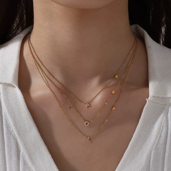 316L Stainless Steel Letter Pendant Necklace Plated With 18K Gold Inlaid With Zircon Fashion Women's Necklace