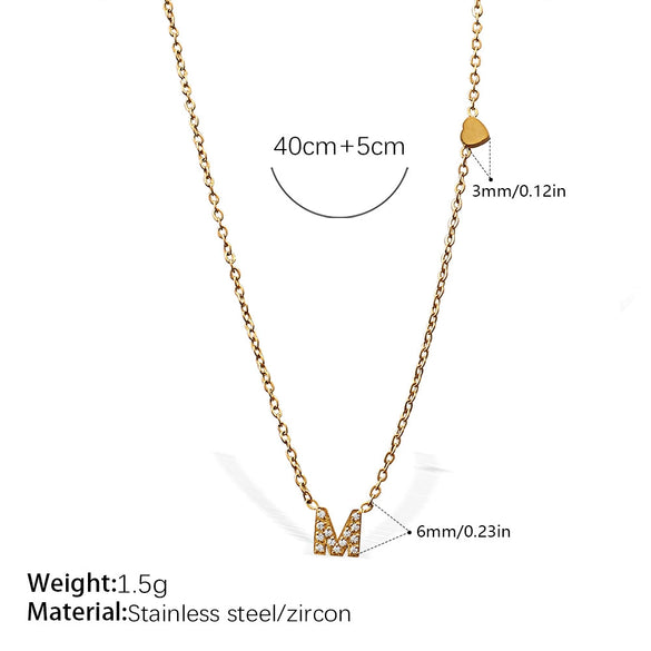 316L Stainless Steel Letter Pendant Necklace Plated With 18K Gold Inlaid With Zircon Fashion Women's Necklace