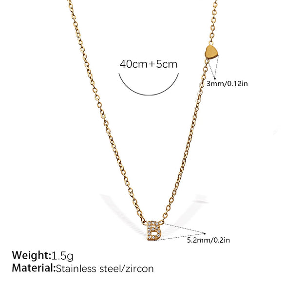 316L Stainless Steel Letter Pendant Necklace Plated With 18K Gold Inlaid With Zircon Fashion Women's Necklace