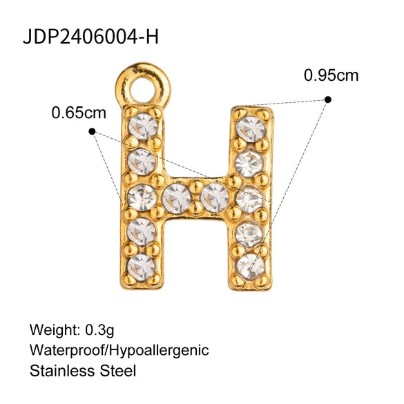 Stainless Steel Letter Pendant Necklace With Diamond Accessories And Electroplating Treatment For Women