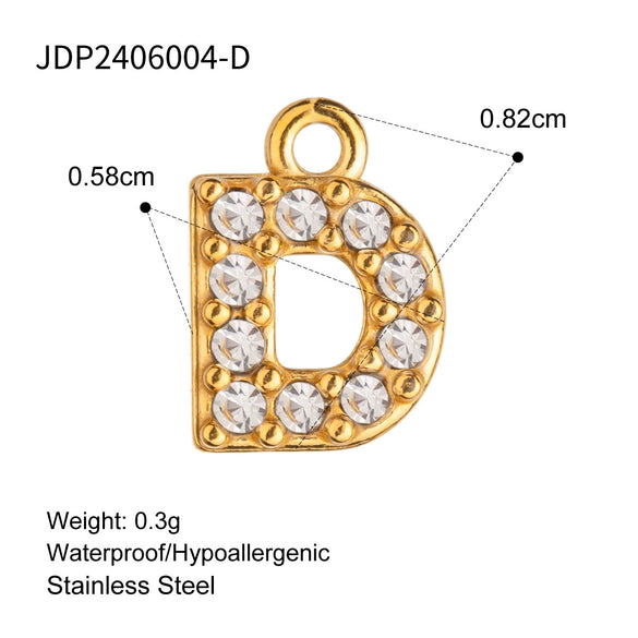 Stainless Steel Letter Pendant Necklace With Diamond Accessories And Electroplating Treatment For Women