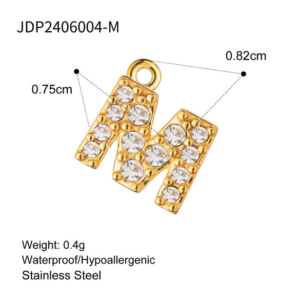 Stainless Steel Letter Pendant Necklace With Diamond Accessories And Electroplating Treatment For Women