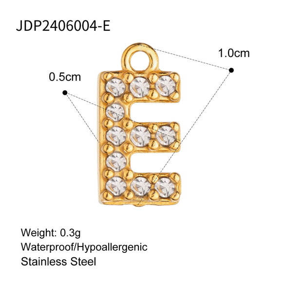 Stainless Steel Letter Pendant Necklace With Diamond Accessories And Electroplating Treatment For Women