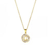Stainless Steel Letter Pendant Necklace With Mixed Gemstone Inlay And Electroplating