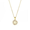 Stainless Steel Letter Pendant Necklace With Mixed Gemstone Inlay And Electroplating
