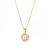 Stainless Steel Letter Pendant Necklace With Mixed Gemstone Inlay And Electroplating