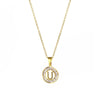Stainless Steel Letter Pendant Necklace With Mixed Gemstone Inlay And Electroplating