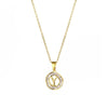 Stainless Steel Letter Pendant Necklace With Mixed Gemstone Inlay And Electroplating