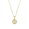 Stainless Steel Letter Pendant Necklace With Mixed Gemstone Inlay And Electroplating