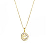 Stainless Steel Letter Pendant Necklace With Mixed Gemstone Inlay And Electroplating