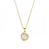 Stainless Steel Letter Pendant Necklace With Mixed Gemstone Inlay And Electroplating