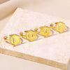 Stainless Steel Letter Pendant Open Ring With Hexagonal Design Gold Plated Minimalist Unisex Fashion Jewelry