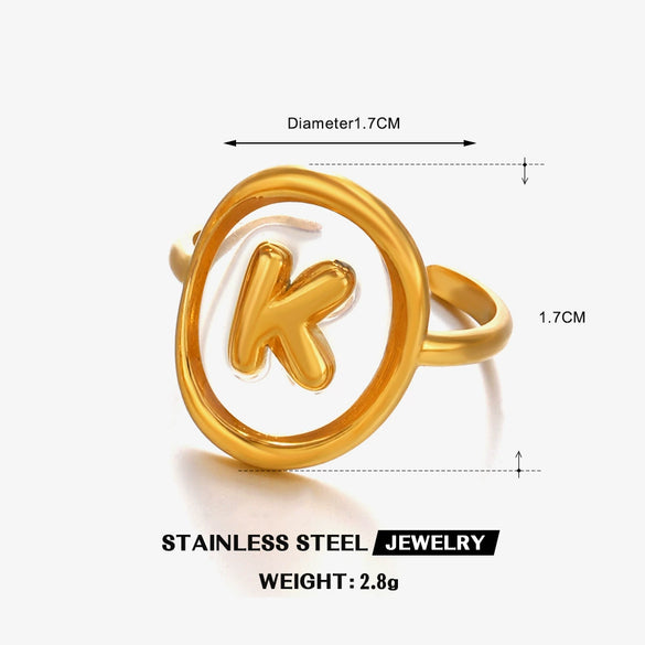 Stainless Steel Letter Ring For Ladies With Electroplating Hip Hop Style