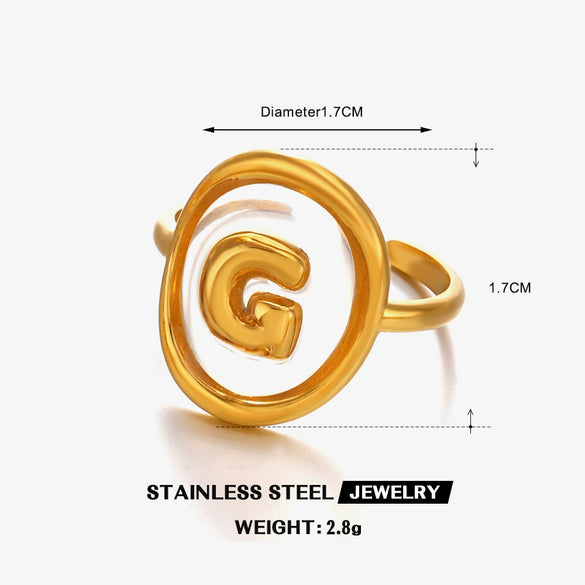 Stainless Steel Letter Ring For Ladies With Electroplating Hip Hop Style