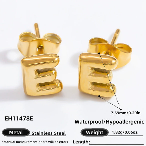 Stainless Steel Letter Stud Earrings Electroplated Women's Minimalist Jewelry