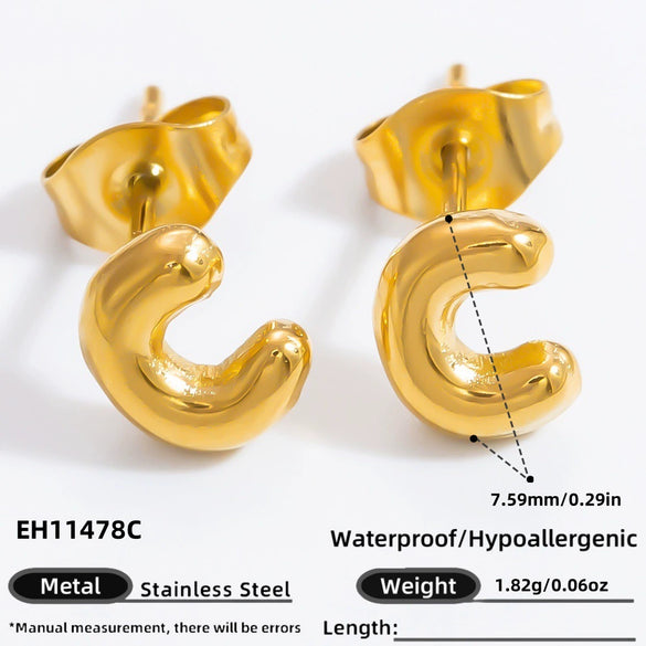 Stainless Steel Letter Stud Earrings Electroplated Women's Minimalist Jewelry