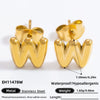 Stainless Steel Letter Stud Earrings Electroplated Women's Minimalist Jewelry
