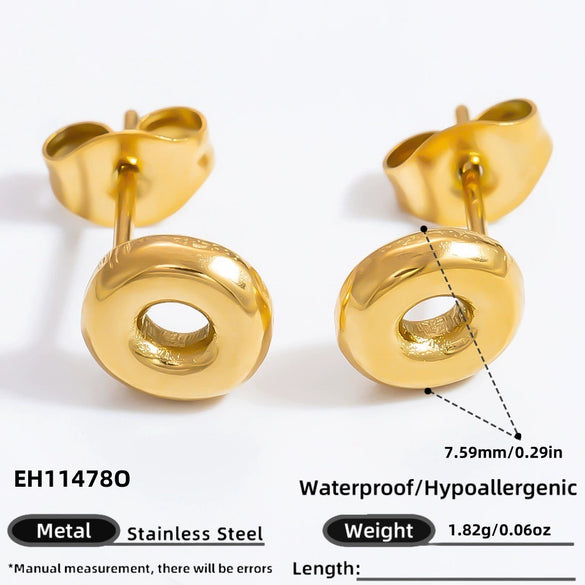 Stainless Steel Letter Stud Earrings Electroplated Women's Minimalist Jewelry