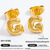 Stainless Steel Letter Stud Earrings Electroplated Women's Minimalist Jewelry