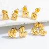 Stainless Steel Letter Stud Earrings Electroplated Women's Minimalist Jewelry